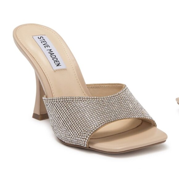 Steve Madden Rhinestone Slip-On Heeled Sandals size 8.5 - Picture 1 of 10